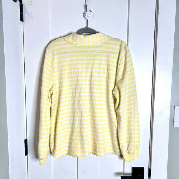Talbots Butter Yellow Striped Nautical Coastal Button Collared Sweatshirt Sz XL - Picture 6 of 6